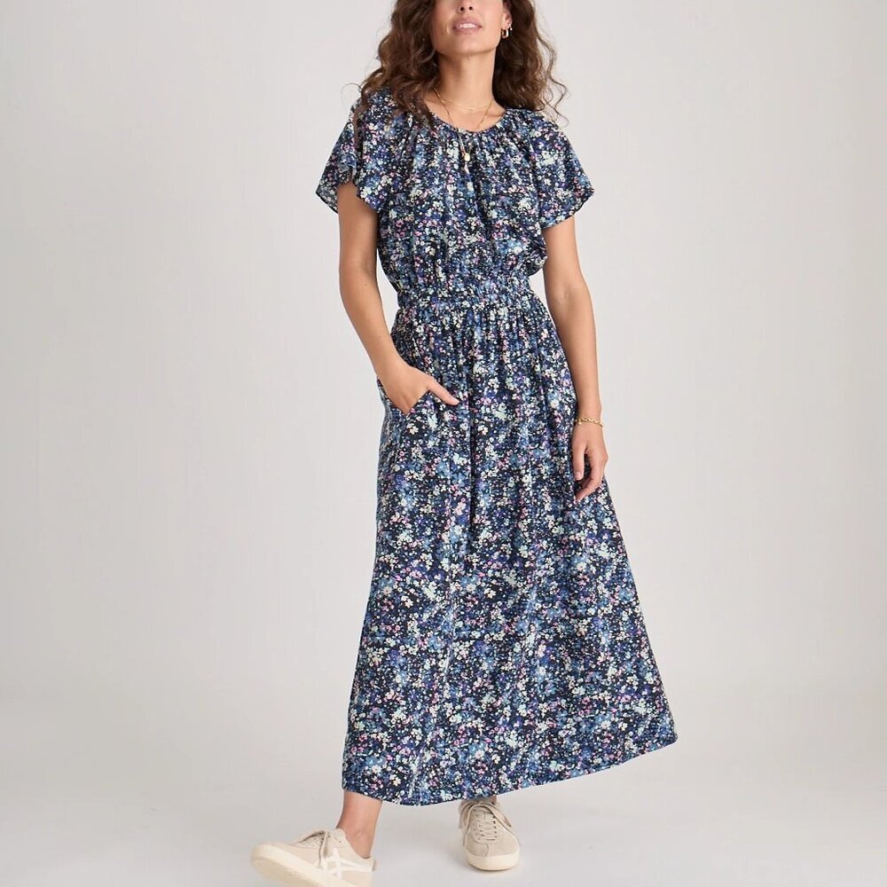 NWT Marine Layer Charlotte Midi Dress Faded Blue Floral
